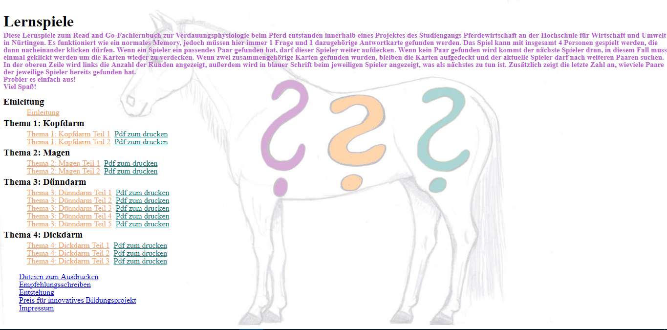 Screenshot des Read-and-Go Fachlernspiels